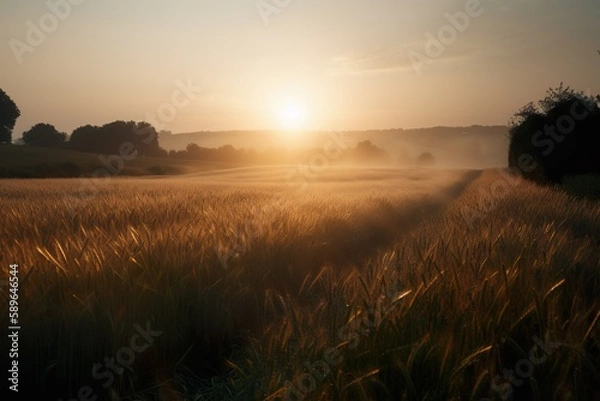 Obraz Levé de soleil et champ de blé