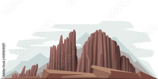 Obraz Elevated Mountain Peak and Summit with Bedrock Vector Illustration