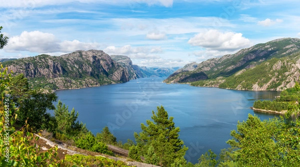 Obraz Lysefjord in South Norway, close to Stavanger, Rogaland; the fjord with the Prikestolen