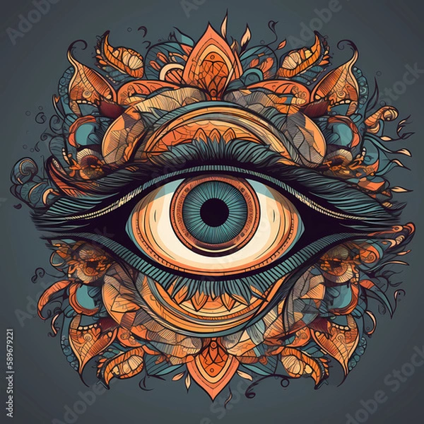 Fototapeta Eye graphics from patterns. AI generation