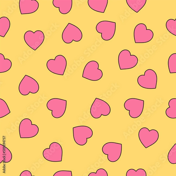 Obraz Colourful seamless pattern with pink hearts 