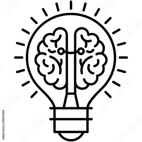 Fototapeta creative mind icon, line icon style, brain light bulb symbol vector stock.