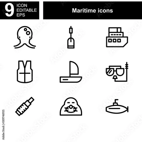 Fototapeta maritime icon or logo isolated sign symbol vector illustration - Collection of high quality black style vector icons 
