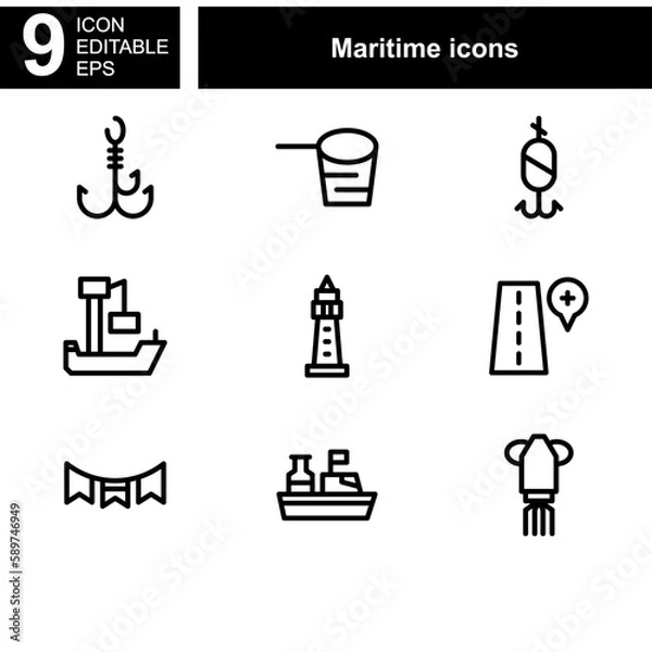 Fototapeta maritime icon or logo isolated sign symbol vector illustration - Collection of high quality black style vector icons 
