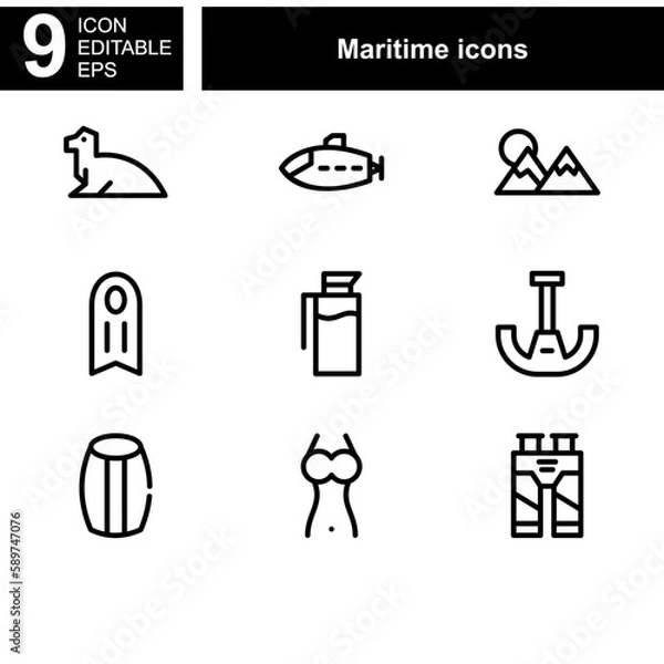 Fototapeta maritime icon or logo isolated sign symbol vector illustration - Collection of high quality black style vector icons 

