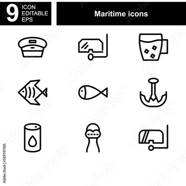 Fototapeta maritime icon or logo isolated sign symbol vector illustration - Collection of high quality black style vector icons 
