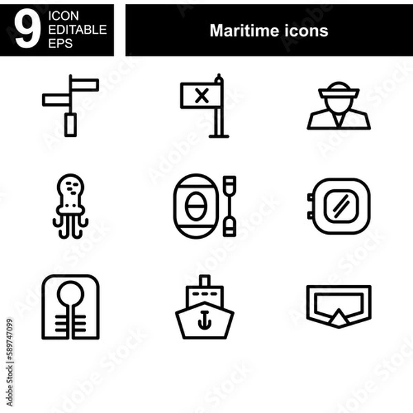 Fototapeta maritime icon or logo isolated sign symbol vector illustration - Collection of high quality black style vector icons 
