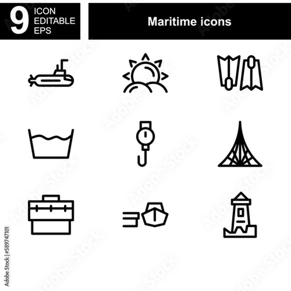 Fototapeta maritime icon or logo isolated sign symbol vector illustration - Collection of high quality black style vector icons 
