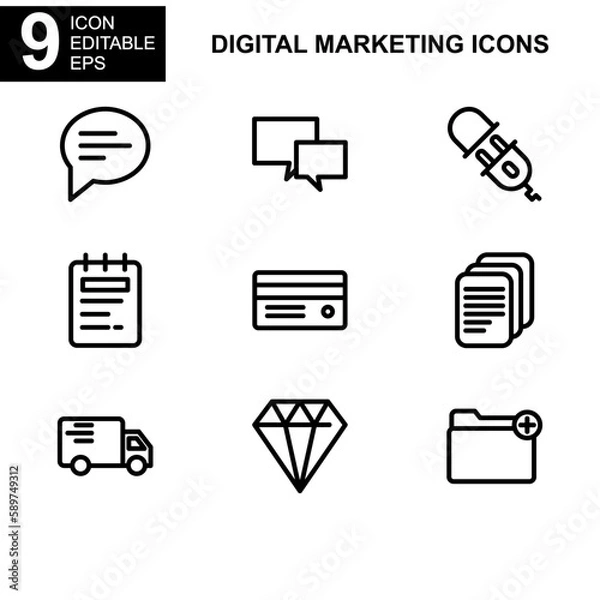 Fototapeta digital marketing icon or logo isolated sign symbol vector illustration - Collection of high quality black style vector icons 
