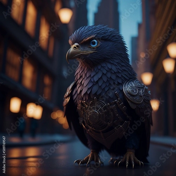 Obraz Eagle in city, blur background,  Created using generative AI