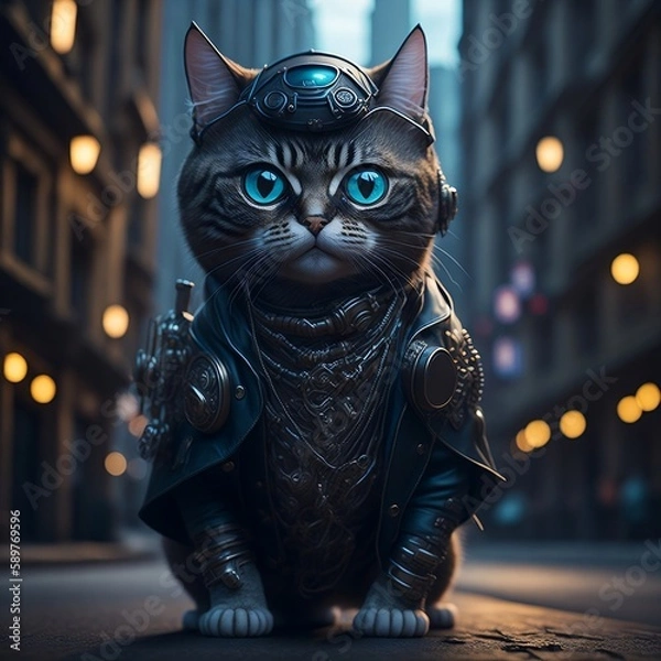 Fototapeta Cat in costume, Created using generative AI