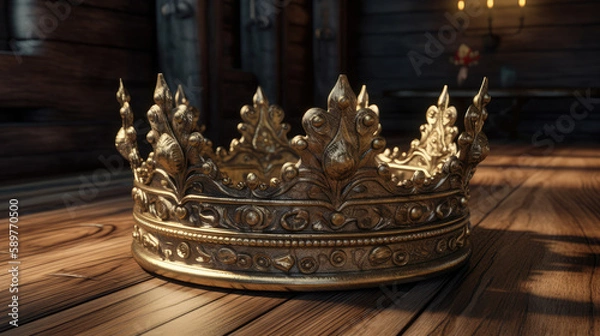 Obraz Detailled golden crown. Generative AI.