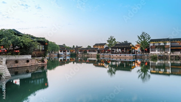 Fototapeta Ancient buildings in the ancient town of Dangkou, Jiangsu, China