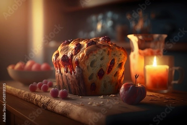 Obraz Cherry Bread created using AI Generative Technology