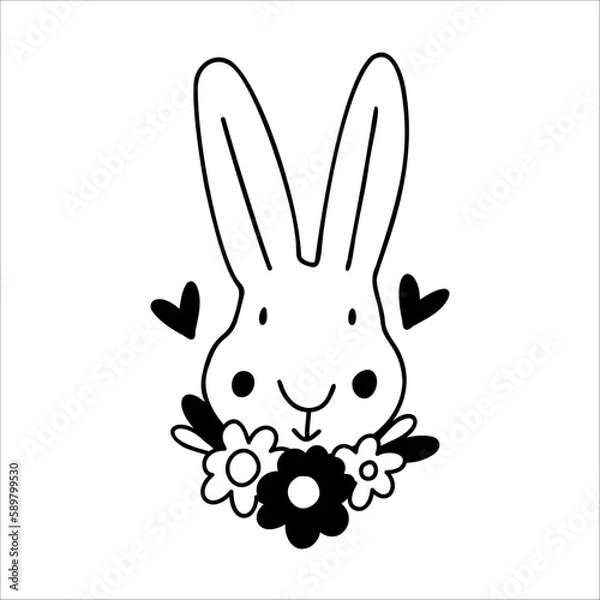 Fototapeta Cute Rabbit bunny SVG Cut File Design for Cricut and Silhouette.