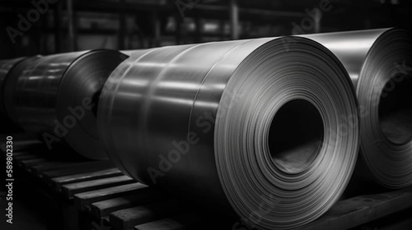 Obraz Roll steel sheet texture in industrial facilities Generated AI