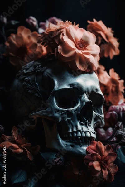 Obraz Skull flowers