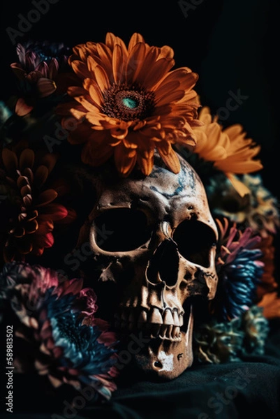 Obraz Skull flowers