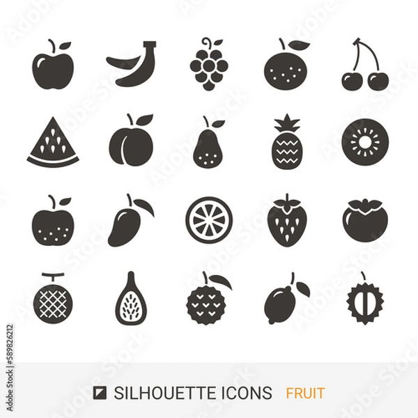 Fototapeta 商品アイコン　果物　シルエットアイコン
