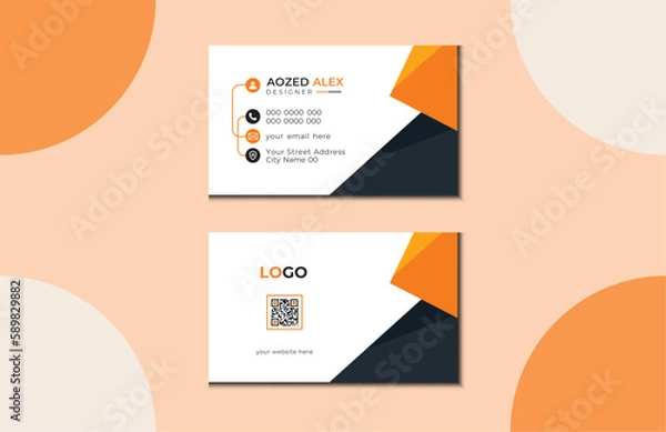 Fototapeta Corporate Visiting Card Template. Simple And Clean Business Card Design. Luxury Business Card Template.