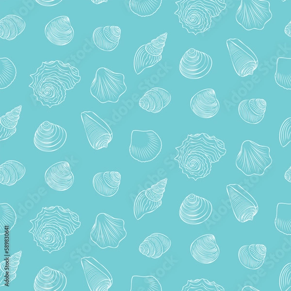Fototapeta A seamless pattern of seashells.