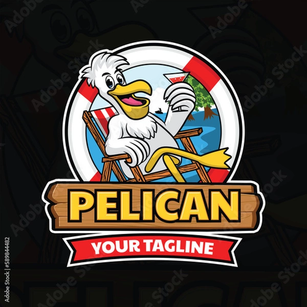 Fototapeta pelican cartoon character design vector