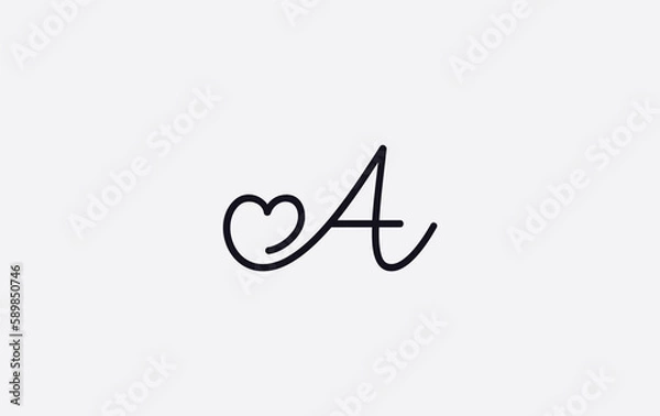 Fototapeta Heart Logo icon symbol design with Letter. Love font circle sign. love logo and heart font design symbol