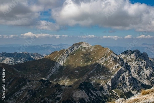 Fototapeta Beautiful nature scene of the Durmitor mountains with a Bobotov Kuk peak in Montenegro