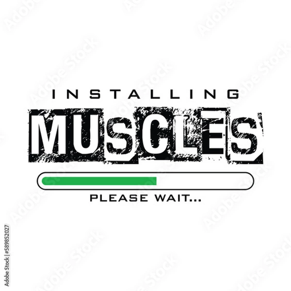 Fototapeta T shirt graphics slogan vector design Muscles workout gym fitness body building