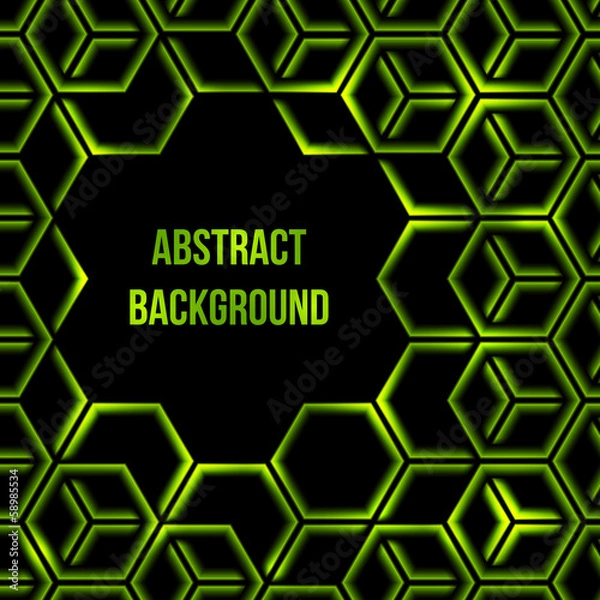 Obraz Abstract green shining 3d hexagon background
