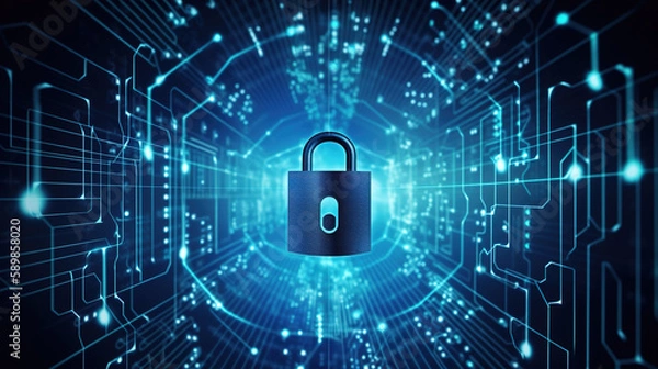 Fototapeta a security safe lock for digital gateway through a digital tunnel