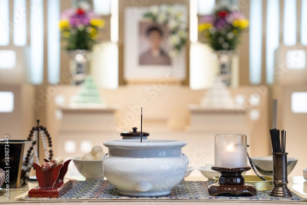 Fototapeta 仏式での葬儀の祭壇