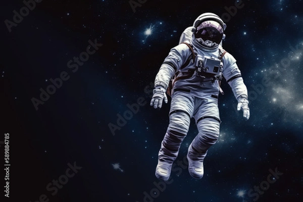Obraz Alone levitating astronaut in starry deep space