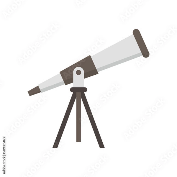 Fototapeta Telescope icon in flat style. Cosmos discover vector illustration on isolated background. Astronomy sign business concept.