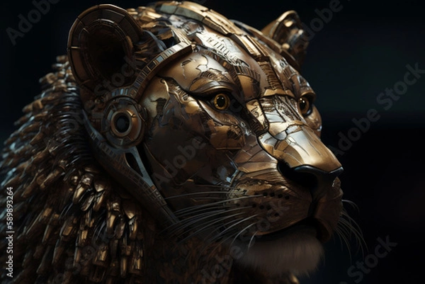Obraz robotic lion of the future, Generative AI