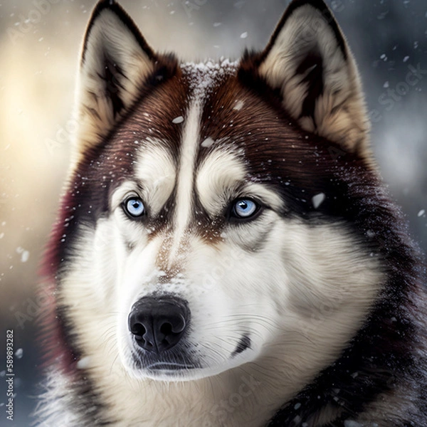Obraz husky with blue eyes, Generative AI