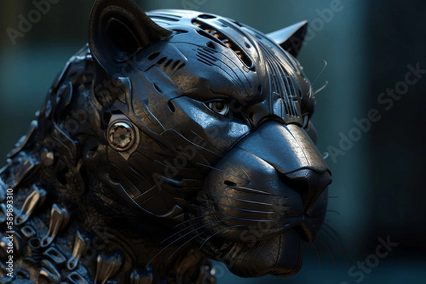 Obraz black panther cyborg, Generative AI