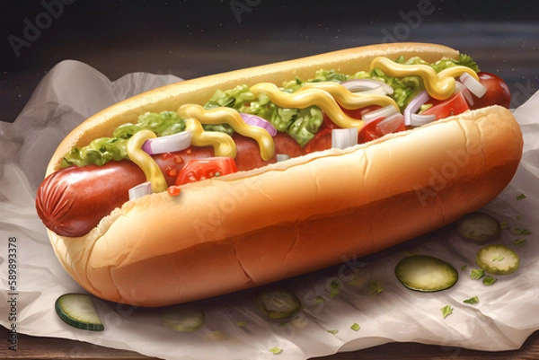 Obraz hotdog illustration, Generative AI