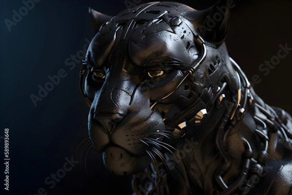 Obraz robotic black panther, Generative AI