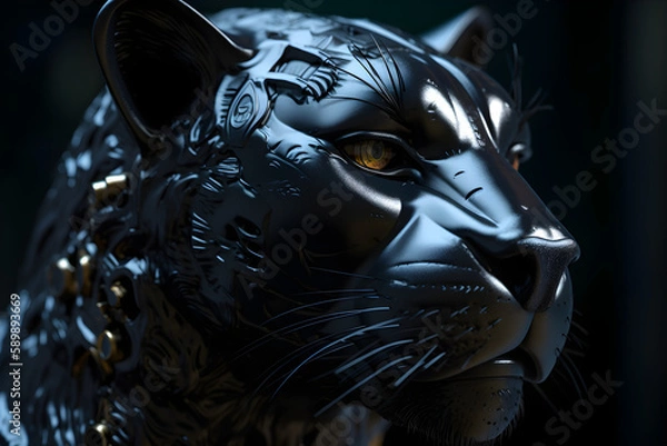 Fototapeta black panther in a shell, Generative AI