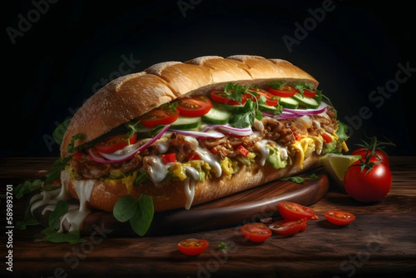 Obraz meat sandwich, Generative AI