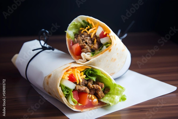 Obraz delicious meat wrap, Generative AI
