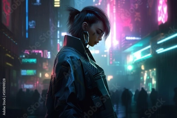 Fototapeta Cyberpunk Style Game Art Wallpaper Background