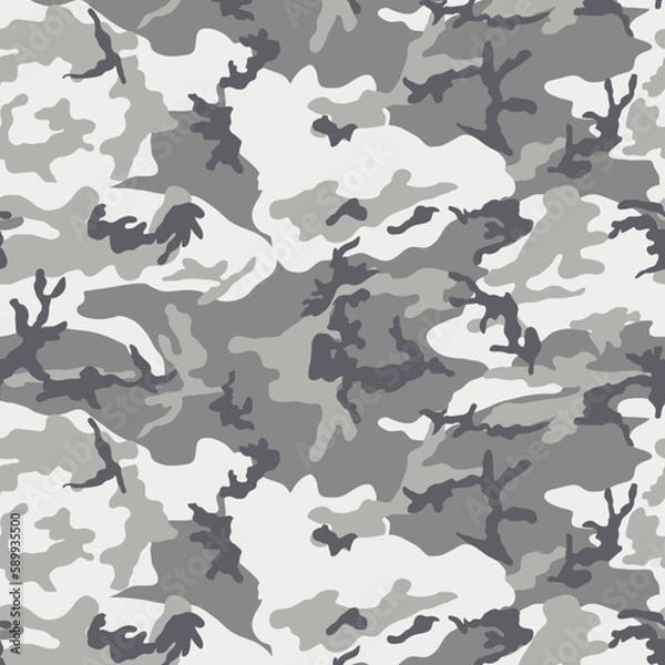 Obraz Seamless Woodland Snow Camouflage Pattern