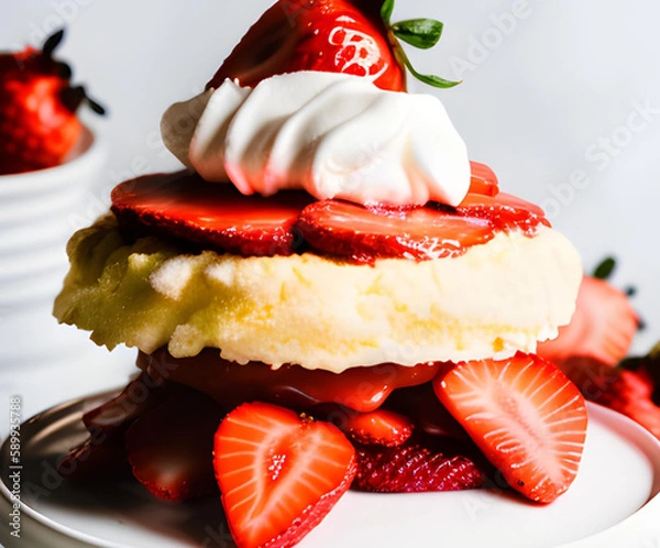 Obraz おいしそうなパンケーキ、いちご