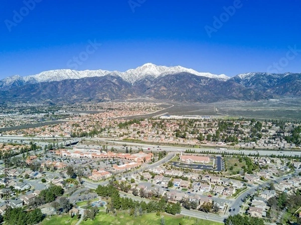 Fototapeta Aerial view of Rancho Cucamonga area