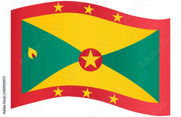 Fototapeta Grenada flag  wave isolated on png or transparent background