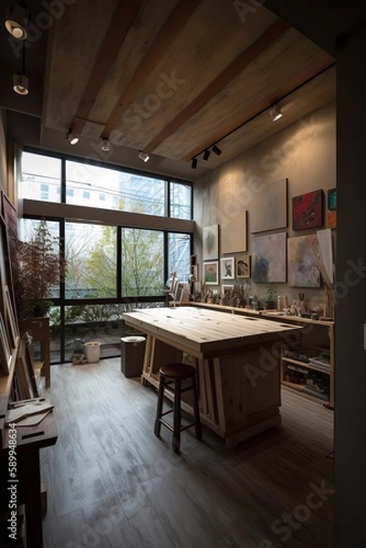 Fototapeta Art Studio Workshop Design , generative artificial intelligence