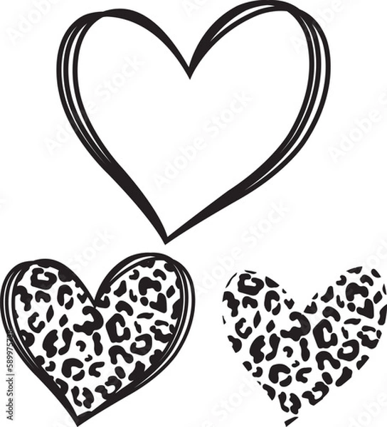 Fototapeta Leopard print heart, Valentine's Day