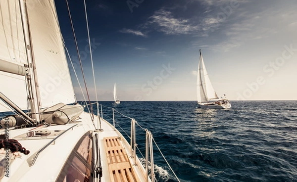 Obraz Sailing ship yachts with white sails